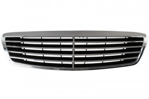Grila radiator potrivit MERCEDES S (W220) 2.8-6.3 1998-2005 pana in 2002 - (crom/negru)