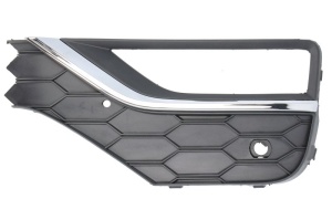 Grila ventilatie bara fata stanga (cu dungi crom, cu orificii lampa ceata, plastic, negru) potrivit VW AMAROK 2H 05.16-05.22 - Img 1