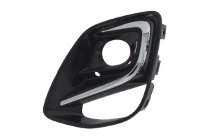 Grila ventilatie bara fata stanga potrivit FORD PUMA 2 dupa 2019 - (cu șipcă cromată, cu orificii lampa ceata, plastic, negru lucios)