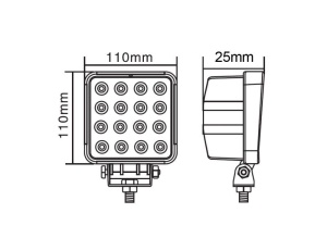 Lumina lucru (Epistar LED, 10-30V, 48W, 3840lm, numar elemente LED: 16x3W, inaltime: 110mm, latime: 110mm, adancime: 25mm) - Img 3