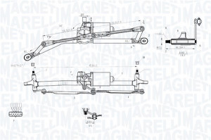 Mecanism stergator parbriz Fata (cu motor) potrivit FIAT PUNTO, PUNTO/HATCHBACK 09.99-03.12 - Img 2