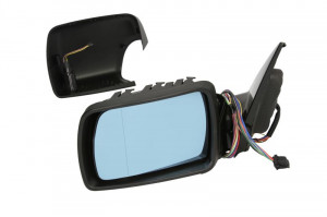 Oglinda laterala Stanga electrica, asferica, incalzita, albastru, pliabil electric potrivit BMW X5 E53 pana in 2006