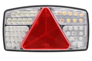 Stop spate dreapta (LED, 10/30V, cu intermitent, cu far de ceață, lumina de marșarier, cu stop, lumină de parcare, reflector triunghiular, lungime cablu: 0,5m) potrivit SCANIA - Img 1