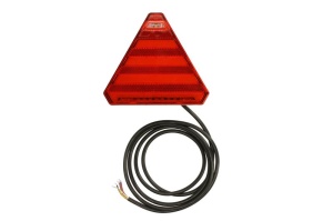 Stop spate dreapta (LED, 12/24V, cu intermitent, cu lumina de ceata, lumina de marșarier, cu lumina stop, lumini parcare, cu lumina placuta inmatriculare, reflector triunghiular, indicator dinamic, lungimea cablu : 0,2m, 163x143x75mm) - Img 1