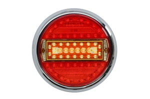 Stop spate stanga/dreapta (LED, 12/24V, cu intermitent, cu lumina de ceata, lumina de marșarier, cu lumina stop, lumini parcare, fara reflector, lungimea cablu : 0,2m, rama cromata; cu fire) - Img 1