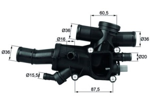 Termostat lichid racire (83°C, in carcasa) potrivit VOLVO C30, C70 II, S40 II, S80 II, V50, V70 III; CITROEN C4, C4 GRAND PICASSO I, C4 I, C4 PICASSO I, C5 II, C5 III 2.0D/2.2D/3.0 09.02- - Img 1