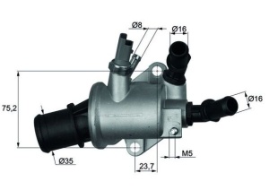 Termostat sistem racire (88°C, in carcasa) potrivit ALFA ROMEO 159, BRERA; CADILLAC BLS; FIAT CROMA, CROMA/KOMBI, GRANDE PUNTO, SEDICI; OPEL ASTRA F, ASTRA H, ASTRA H GTC 1.8-2.2 03.92- - Img 1