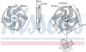 Ventilator radiator (cu carcasa) potrivit PEUGEOT 406 1.8-2.2 06.98-10.04 - Img 3