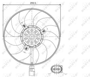 Ventilator radiator Dreapta/Stanga potrivit AUDI A1, A3; SEAT ALTEA, ALTEA XL, IBIZA IV, IBIZA IV SC, IBIZA IV ST, LEON, TOLEDO III; SKODA FABIA II, OCTAVIA I, OCTAVIA II 1.2-3.6 08.00- - Img 4