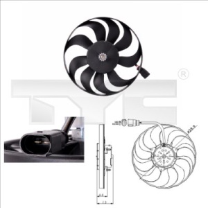Ventilator radiator Stanga potrivit AUDI A3; VW TOURAN 1.6-3.2 02.03-03.13 - Img 2