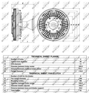 Cupla ventilator radiator (cu ventilator, 560mm, numar lame: 9) potrivit DAF F 1500, F 1700, F 1900 DF615-NT133 07.78-02.95 - Img 4