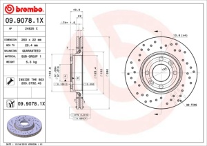 Disc frana BREMBO Xtra, 1 buc., Drilled, fata ; stanga/dreapta, diametru exterior 260 mm, grosime 22 mm, potrivit ALFA ROMEO GIULIA; DACIA LOGAN, LOGAN EXPRESS, LOGAN MCV; LADA LARGUS 0.9-2.0 11.02- - Img 3
