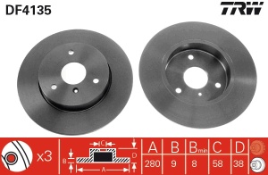 Disc frana Fata Dreapta/Stanga potrivit SMART CABRIO, CITY-COUPE, CROSSBLADE, FORTWO, ROADSTER 0.6-Electric 07.98- - Img 3