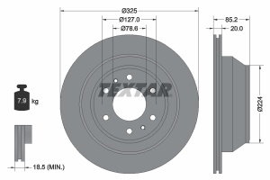 Disc frana Spate Dreapta/Stanga (fara pivot fixare roata) potrivit CHEVROLET SSR, TRAILBLAZER; GMC ENVOY; ISUZU ASCENDER; SAAB 9-7X 4.2/5.3/6.0 09.01- - Img 3