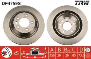 Disc frana Spate Dreapta/Stanga potrivit AUDI Q7; PORSCHE CAYENNE; VW TOUAREG 2.5D-6.0D 09.02- - Img 3