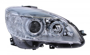 Far dreapta potrivit MERCEDES Clasa C, LIMUZINA/COMBI 2001-2013 - (D1S/H7, reglaj electric, cu motoras, fundal argintiu, Semnalizator argintiu)