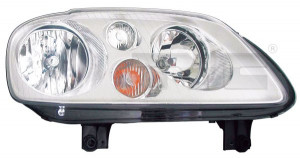 Far dreapta potrivit VW CADDY III, TOURAN - (H7, reglaj electric, cu motoras, fundal cromat)