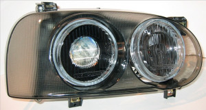 Far Dreapta/Stanga (H1/H3/T4W, electric, fara motoras, inele, culoare insertie: negru) potrivit VW GOLF 3 1991-1999