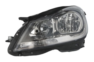 Far fata stanga H7, electric, cu motor, insert intunecat, semnalizator transparent, potrivit Mercedes C-Class W204 / S204 / C204