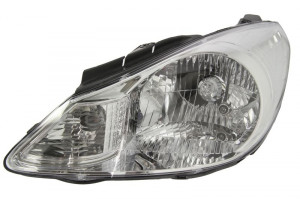 Far stanga potrivit HYUNDAI I10 - (H4, electric, cu motoras, fundal cromat)