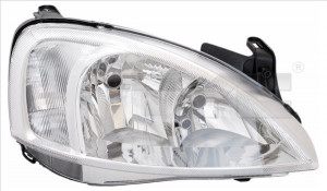 Far stanga potrivit OPEL COMBO, CORSA 2000-2010 - (H7, reglaj electric, cu motoras, fundal cromat)