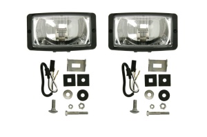 Far universal stanga/dreapta (faza lunga, H3, latime 139mm, inaltime 79,8mm, transparent, plastic, negru) - Img 1