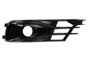 Grila ventilatie bara fata stanga (cu șipcă cromată, cu orificii lampa ceata, plastic, negru/crom) potrivit AUDI A6 C7 04.15-02.18 - Img 1