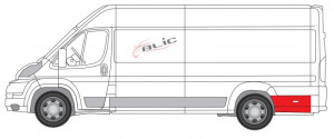 Kit reparatie aripa spate stanga potrivit CITROEN JUMPER; FIAT DUCATO; PEUGEOT BOXER 2006-2014 - (dupa roata, model lung; cu orificiu pentru lumina de degajare) - Img 2