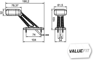 Lumina clarificare stanga, portocaliu/rosu/alb, LED, inaltime 103mm; latime 190,2mm; adancime 61,5mm, fixare orizontala, 12/24V - Img 3
