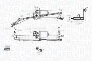 Mecanism stergator parbriz Fata (cu motor) potrivit FIAT PUNTO, PUNTO/HATCHBACK 09.99-03.12 - Img 2