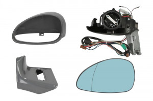 Oglinda stanga potrivit CITROEN C4 2004-2010 - electrica, asferic, incalzita, albastra, grunduita, pliabila electric