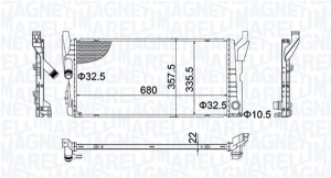 Radiator racire motor potrivit BMW 2 (F45), 2 GRAN TOURER (F46), X1 (F48); MINI (F55), (F56), (F57), CLUBMAN (F54) 1.2/1.5 09.13- - Img 3