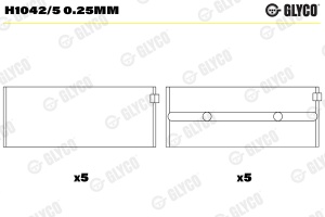 Set rulment arbore cotit (0.25) potrivit VOLVO 340-360; ARO 10, SPARTANA; DACIA 1309, 1310, 1325, DUSTER, NOVA, PICK UP, SOLENZA, SUPERNOVA 1.1-1.4 11.62- - Img 2