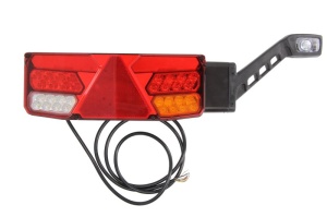 Stop spate dreapta (LED, 12/24V, cu intermitent, cu lumina de ceata, lumina de marșarier, cu lumina stop, lumini parcare, reflector triunghiular, cu lampă cu braț prelungit) - Img 1