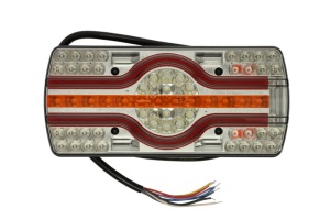 Stop spate stanga/dreapta EMA (LED, 12/24V, cu intermitent, cu far de ceață, lumina de marșarier, cu stop, lumină de parcare, cu iluminare placuta, lungime cablu: 2m) - Img 1