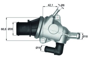 Termostat lichid racire (88°C, in carcasa) potrivit ALFA ROMEO 145, 146, 147, 156, GT, GTV, SPIDER; FIAT BARCHETTA, COUPE, PUNTO, STILO; LANCIA DELTA II, LYBRA 1.6-3.0 04.95-03.12 - Img 1