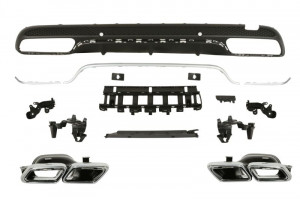 Acoperire bara Spate potrivit MERCEDES C (A205), C (C205) 2013-2018 - (cu dunga cromata; cu paranteze de montaj; cu un varf decorativ pentru sistemul de evacuare, AMG STYLING, negru)