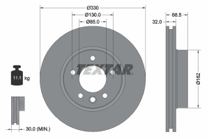 Disc frana Fata Dreapta (fara pivot de fixare a rotii) potrivit PORSCHE CAYENNE; VW TOUAREG 2.5D-5.0D 09.02-03.18 - Img 3