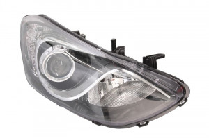 Far dreapta potrivit HYUNDAI i30 2011-2015 - (2*H7, reglaj electric, cu motoras, fundal cromat, fundal transparent)