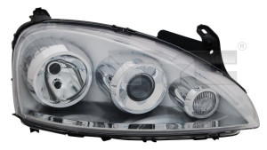 Far dreapta potrivit OPEL COMBO, COMBO TOUR, CORSA C dupa 2003 - (H7, reglaj electric, fundal cromat)