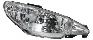 Far dreapta potrivit PEUGEOT 206 2003-2009 - (H7, reglaj electric, fundal cromat)