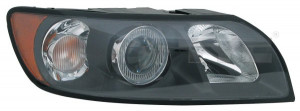 Far dreapta potrivit VOLVO S40 II, V50 - (H7/HB3, electric, cu motoras, fundal negru)