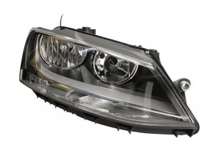 Far dreapta potrivit VW JETTA 2010-2014 - (H7, reglaj electric, cu motoras, fundal negru)
