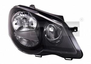 Far dreapta potrivit VW POLO 2005-2009 - (H1/H7, reglaj electric, cu motoras, fundal negru)