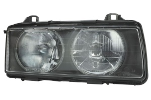 Far fata dreapta potrivit BMW 3 E36 1990-1993 - H7/H7, electric, mecanic, fara motoras, culoare insert: negru