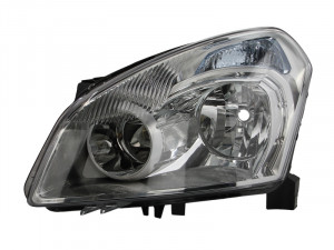 Far stanga potrivit NISSAN QASHQAI I - (H7, reglaj electric, cu motoras, fundal negru/insertii crom)