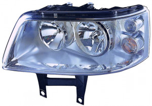 Far stanga potrivit VW TRANSPORTER 2003-2009 - (H1/H7, reglaj electric, cu motoras, fundal cromat)