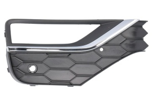 Grila ventilatie bara fata dreapta potrivit VW AMAROK 2H 2016-2022 - (cu dungi crom, cu orificii lampa ceata, plastic, negru)