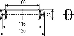 Lumina delimitare stanga/dreapta, galben, LED, inaltime 16mm; latime 130mm; adancime 32mm, surub/fixare orizontala, lungime cablu 300mm, fara prindere, 24V (conector: EASYCONN, IP6K9K) - Img 4