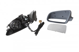 Oglinda stanga potrivit AUDI A4 2000-2008 - asferic, incalzita, crom, grunduita